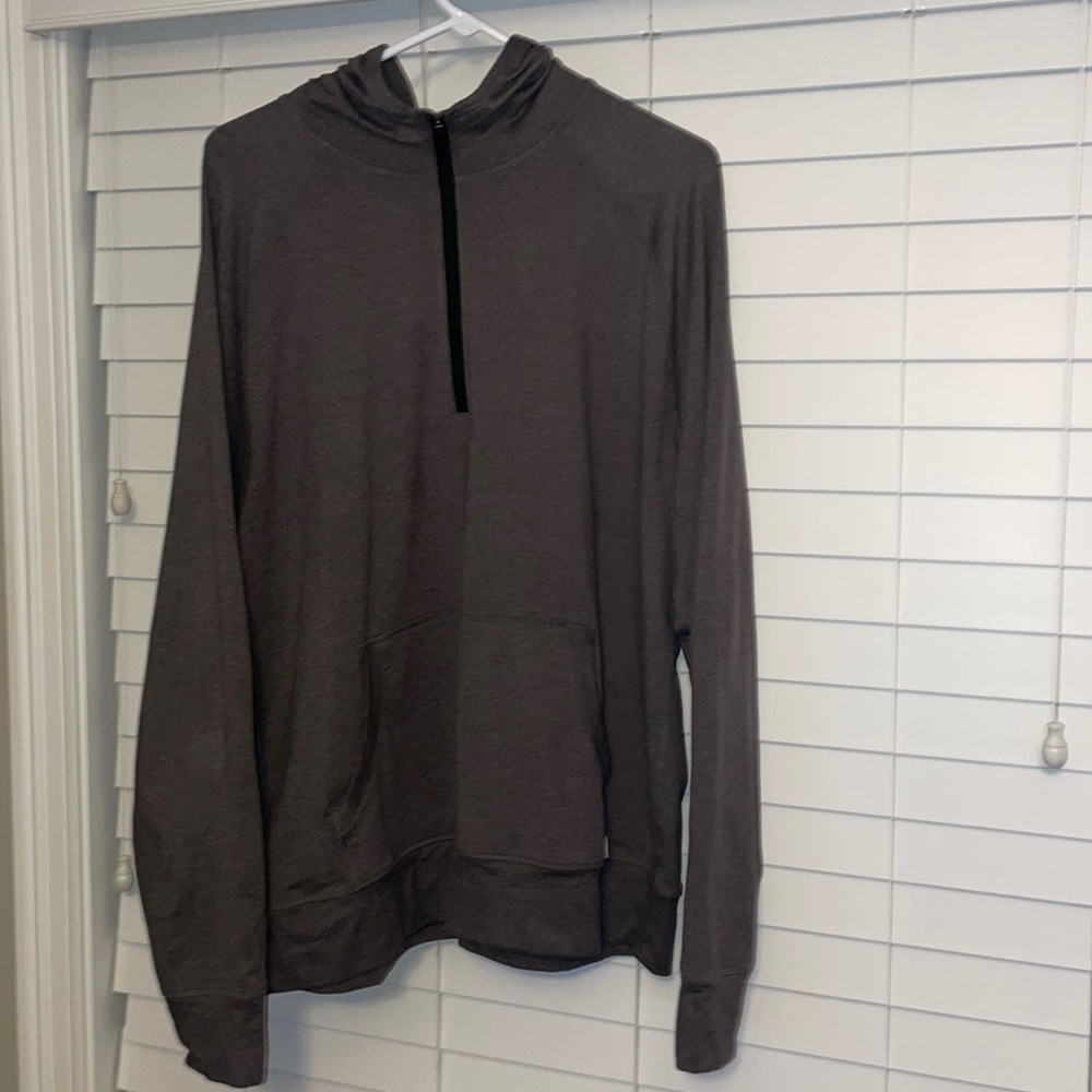 Vuori Ponto Performance half zip hoodie.  Smoke Heather. Size large.